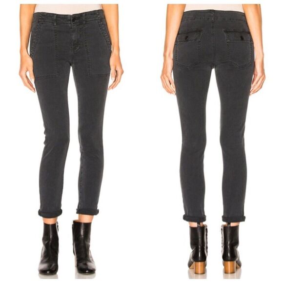 THE GREAT Skinny Armies in Washed Black Skinny Cropped Women’s Size 24 - Picture 1 of 12